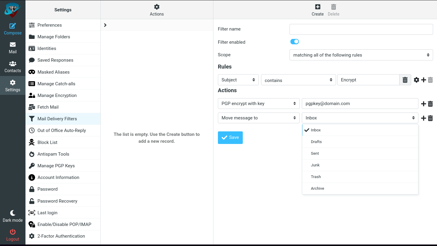 Filters with Encryption