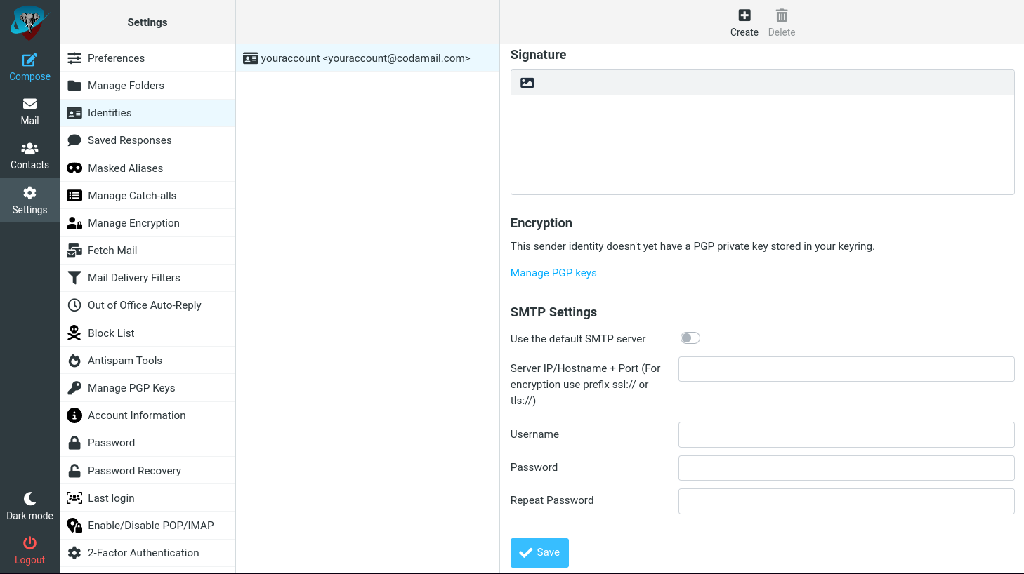 Identities with SMTP