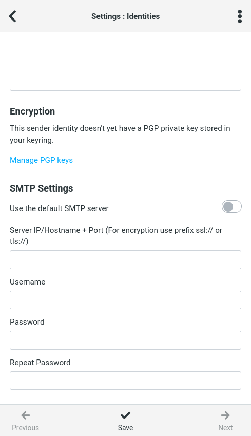 Identities with SMTP