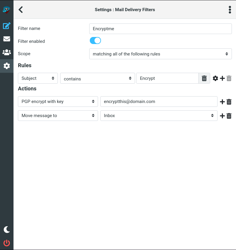 Filters with encryption